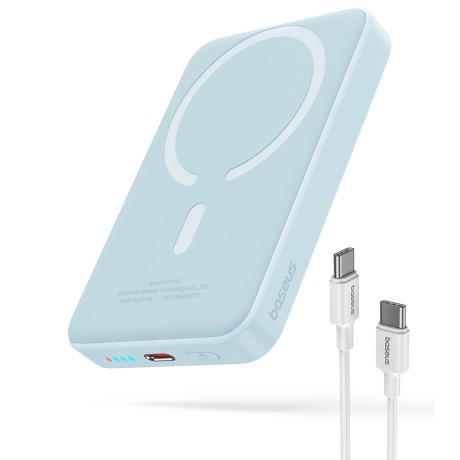 Калъф-Baseus - Power Bank Mini Air (P10059001313-00) - Type-C, MagSafe Charging, 20W, 10000mAh, with Cable Type-C, 30cm - Blue