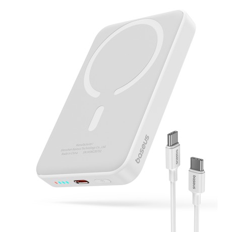 Външна батерия Baseus - Power Bank Mini Air  20W, 10000mAh, with Cable Type-C, 30cm - White