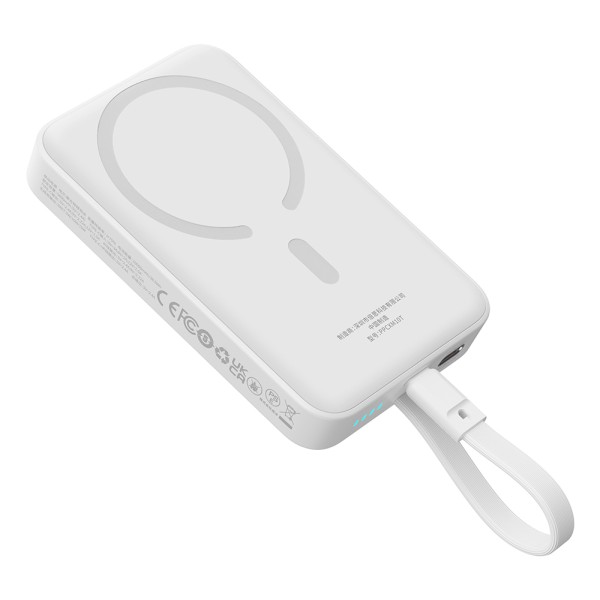 Външна батерия Baseus - Power Bank Magnetic Mini (P1002210B223-00) - MagSafe, 2x USB-C, Lightning, 30W, 10000mAh - White