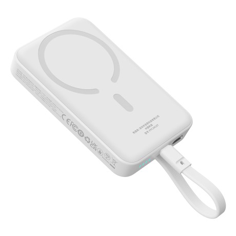Външна батерия Baseus - Power Bank Magnetic Mini (P1002210B223-00) - MagSafe, 2x USB-C, Lightning, 30W, 10000mAh - White