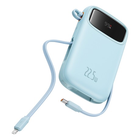 Калъф-Baseus - Power Bank Qpow Pro+ (P10055003313-00) - Lightning, 2x Type-C, USB, 22.5W, 10000mAh, Cable Type-C, 30cm - Blue