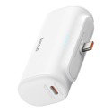 Външна батерия Baseus - Power Bank (P10068306213-00) - Type-C, Compact Design, 20W, 5000mAh, with Cable Type-C - White
