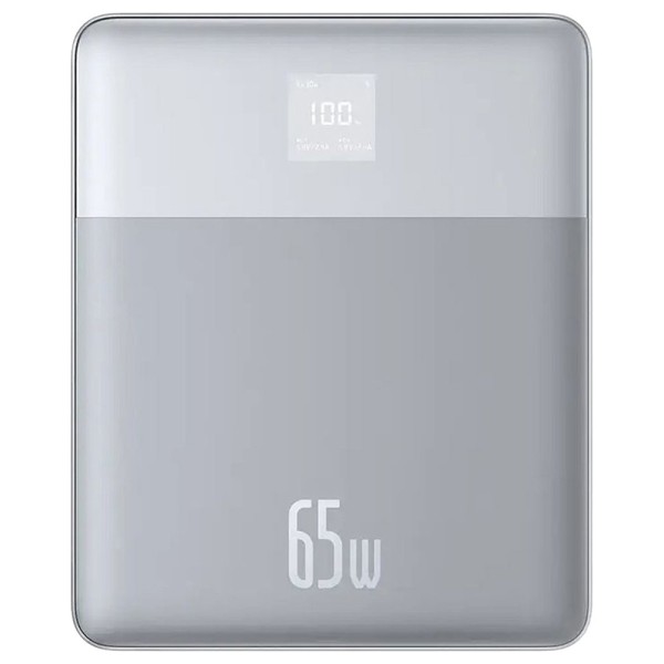 Калъф-Baseus - Power Bank Blade (P10063801S13-00) - 2x Type-C, 65W, 12000mAh, Digital Display, with Cable USB-C - Silver