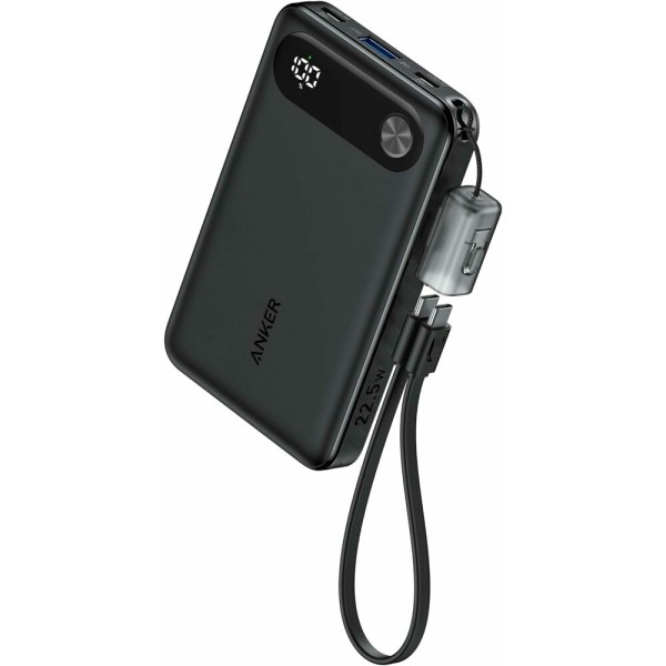 Външна батерия Anker - Power Bank PowerCore (A1257G11) - 2x Type-C, 1x USB, 10000mAh, 22.5W - Black