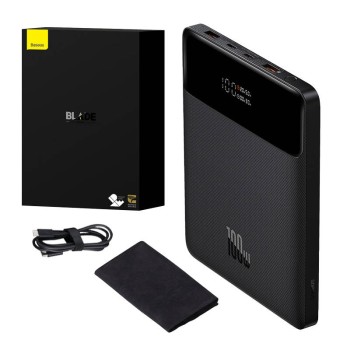 Външна батерия Baseus - Power Bank Blade (PPBL000201) - 2xUSB, 2xUSB-C, 20000mAh, with Cable USB-C, 100W - Black