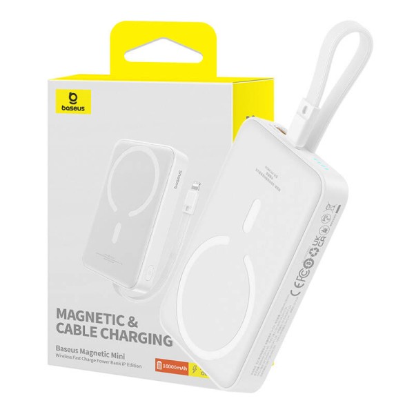 Калъф- Baseus - Power Bank Magnetic Mini (P10022109223-00) - MagSafe, USB-C, 10000mAh, 20W - White