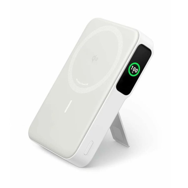Калъф- Anker - Power Bank MagGo (A1654G21) - for iPhone, Digital Display, Wireless Charging, Kickstand, 10000mAh, 15W - White