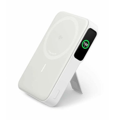 Калъф- Anker - Power Bank MagGo (A1654G21) - for iPhone, Digital Display, Wireless Charging, Kickstand, 10000mAh, 15W - White