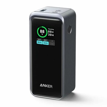 Калъф- Anker - Power Bank Prime (A1336011) - 2x USB-C, USB, for Phone, Tablet, MacBook, Digital Display, 20000mAh, 200W - Black