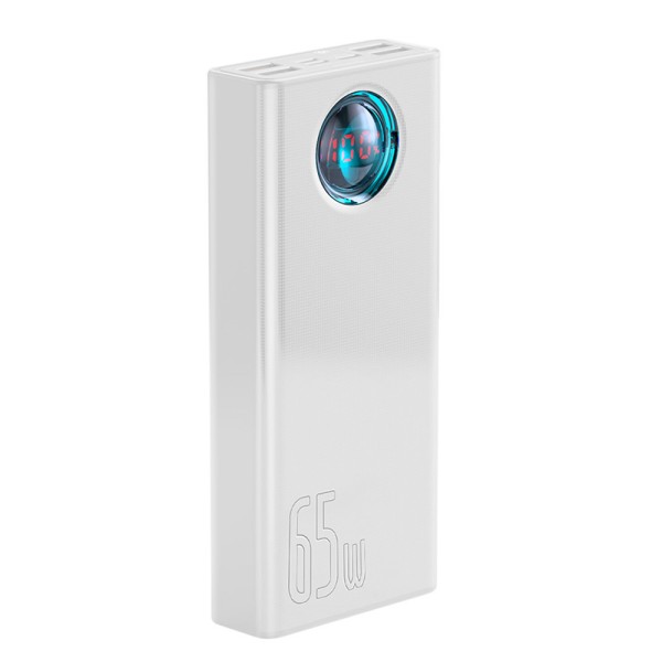 Калъф- Baseus - Power Bank Amblight (PPLG000102) - 4x USB, Type-C, Lighting, Micro-USB, Fast Charge, 65W, 30000mAh - White