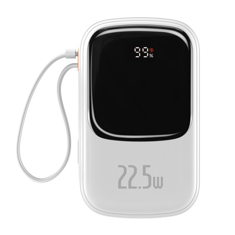 Външна батерия Baseus - Power Bank Qpow Pro - 20000mAh, 22.5W with Cable USB-C - White