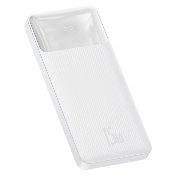 Калъф- Baseus - Power Bank Bipow (PPBD050002) - Digital Display 2xUSB QC3.0, USB-C 10000mAh 15W + Cable Micro-USB 0.25m - White