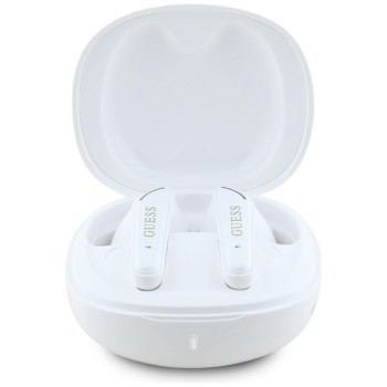 Bluetooth Слушалки Guess - Wireless Earbuds Flat Classic Logo Electroplated  Bluetooth 5.4, TWS, Microphone, 300mAh - White