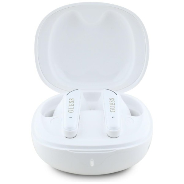 Bluetooth Слушалки Guess - Wireless Earbuds Flat Classic Logo Electroplated  Bluetooth 5.4, TWS, Microphone, 300mAh - White