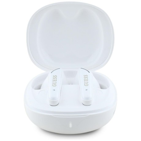 Bluetooth Слушалки Guess - Wireless Earbuds Flat Classic Logo Electroplated  Bluetooth 5.4, TWS, Microphone, 300mAh - White
