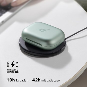 Bluetooth Слушалки Anker - Wireless Earbuds SoundCore AeroFit 2  Bluetooth, Waterproof, Hi-Res - Green