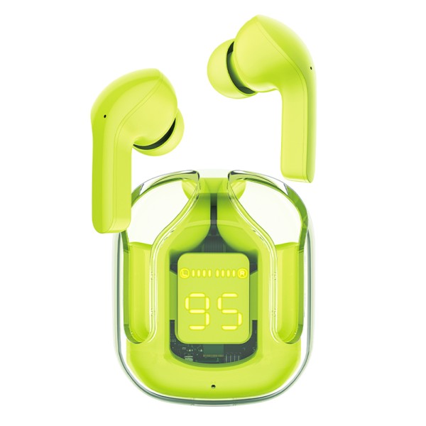 Bluetooth Слушалки Acefast - Wireless Earbuds Bluetooth 5.3, ENC, Fast Charging, LED Digital Display, 500mAh - Youth Green