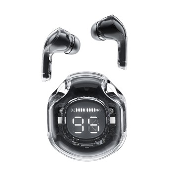 Bluetooth Слушалки Acefast - Wireless Earbuds Bluetooth 5.3, AI Call Noise Reduction, Digital Display, 480mAh - Bright Black