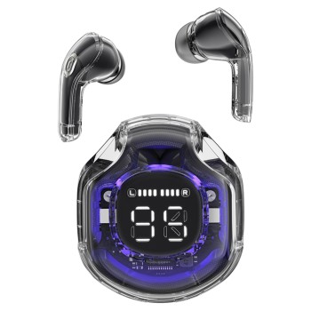 Bluetooth Слушалки Acefast - Wireless Earbuds Bluetooth 5.3, AI Call Noise Reduction, Digital Display, 480mAh - Bright Black
