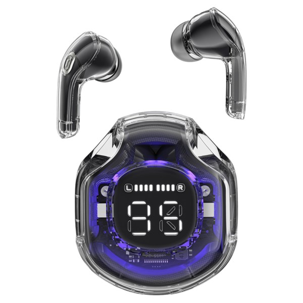 Bluetooth Слушалки Acefast - Wireless Earbuds Bluetooth 5.3, AI Call Noise Reduction, Digital Display, 480mAh - Bright Black