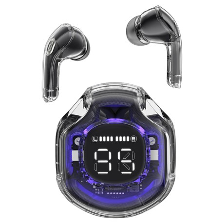 Bluetooth Слушалки Acefast - Wireless Earbuds Bluetooth 5.3, AI Call Noise Reduction, Digital Display, 480mAh - Bright Black