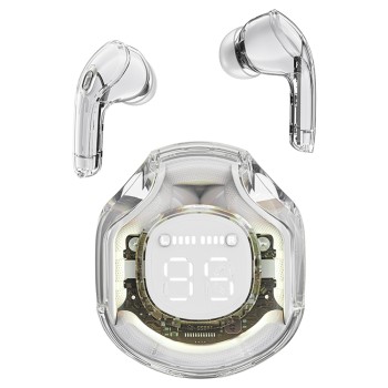 Bluetooth Слушалки Acefast - Wireless Earbuds  Bluetooth 5.3, AI Call Noise Reduction, Digital Display, 480mAh - White Moon