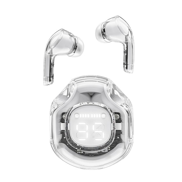Bluetooth Слушалки Acefast - Wireless Earbuds  Bluetooth 5.3, AI Call Noise Reduction, Digital Display, 480mAh - White Moon