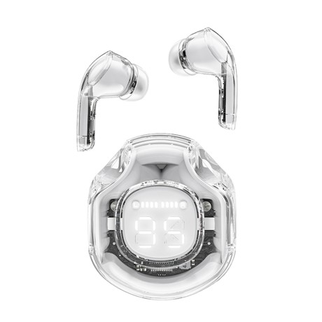 Bluetooth Слушалки Acefast - Wireless Earbuds  Bluetooth 5.3, AI Call Noise Reduction, Digital Display, 480mAh - White Moon