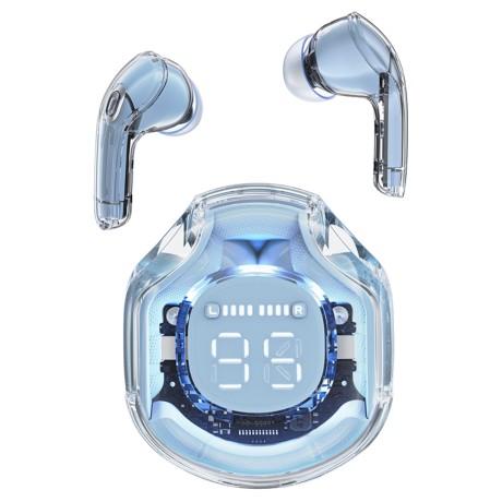 Bluetooth Слушалки Acefast - Wireless Earbuds  Bluetooth 5.3, AI Call Noise Reduction, Digital Display, 480mAh - Ice Blue