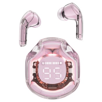 Bluetooth Слушалки Acefast - Wireless Earbuds IPX4, Bluetooth 5.3, AI Call Noise Reduction, Digital Display, 480mAh - Lotus Pink