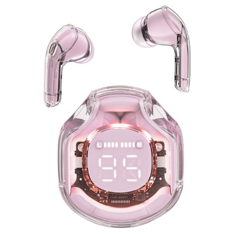 Bluetooth Слушалки Acefast - Wireless Earbuds IPX4, Bluetooth 5.3, AI Call Noise Reduction, Digital Display, 480mAh - Lotus Pink