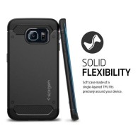 Spigen Rugged Armor удароустойчив силиконов (TPU) калъф за Samsung Galaxy S6 Edge, Black