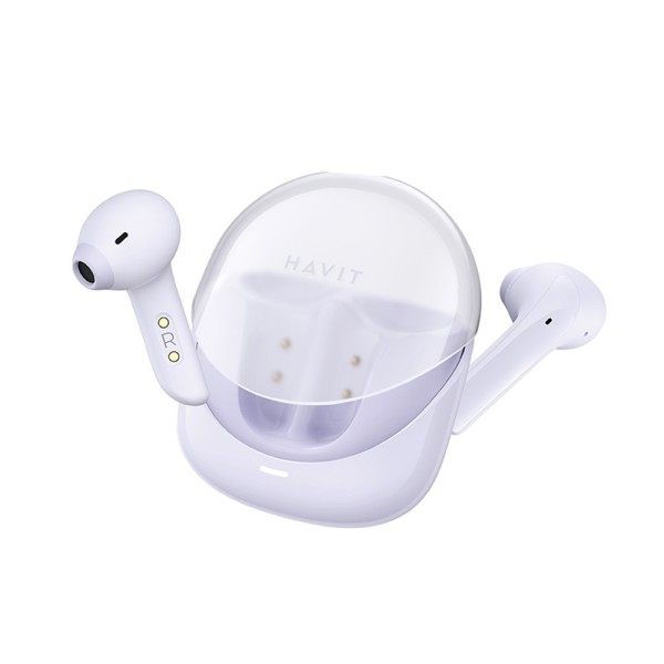 Bluetooth Слушалки Havit - Wireless Earbuds Modern Buds (TW974) - for Gaming, Microphone,  USB-C, 400mAh - Purple