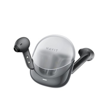 Bluetooth Слушалки Havit - Wireless Earbuds Modern Buds , Microphone, Bluetooth 5.3, TWS, ENC, USB-C, 400mAh - Black