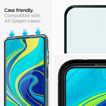 Стъклен протектор SPIGEN Glass FC за Xiaomi Redmi Note 9s/9 Pro/9 Pro Max, Черен
