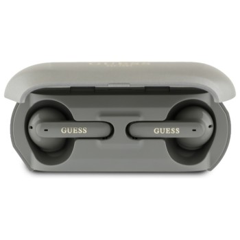 Bluetooth Слушалки Guess - Wireless Earbuds Elongated Metallic Printed Logo , Bluetooth 5.3, TWS, IPX6, USB-C - Grey