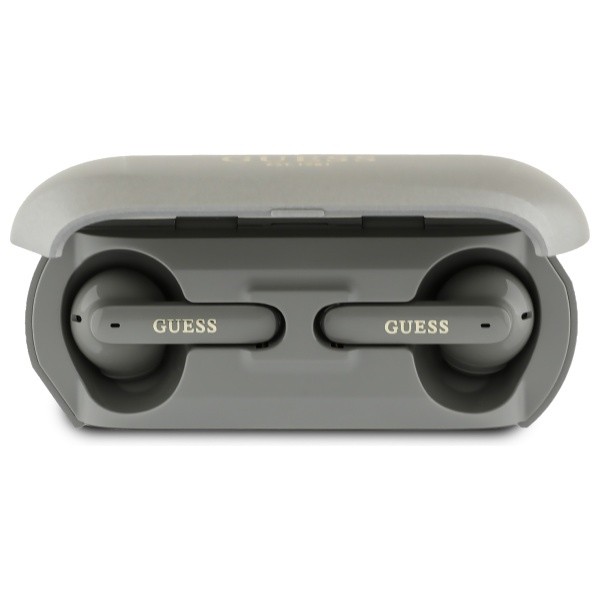 Bluetooth Слушалки Guess - Wireless Earbuds Elongated Metallic Printed Logo , Bluetooth 5.3, TWS, IPX6, USB-C - Grey