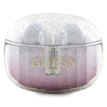 Bluetooth Слушалки  Guess - Wireless Earbuds  Bluetooth 5.3, TWS, USB-C, with Docking Station, IPX4 - Glitter Pink Gradient