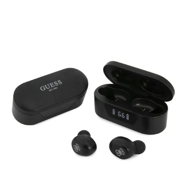 Bluetooth Слушалки  Guess - Wireless Earbuds Bluetooth 5.0, TWS, USB-C, with LED Display, Docking Station, IPX4 - Black