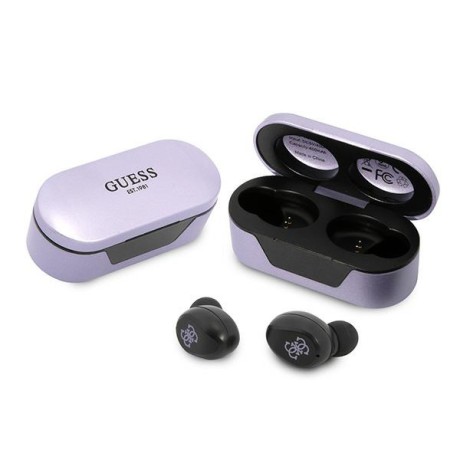 Bluetooth Слушалки  Guess - Wireless Earbuds  Bluetooth 5.0, TWS, USB-C, with LED Display, Docking Station, IPX4 - Purple