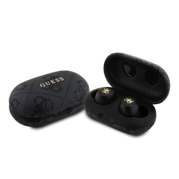 Bluetooth Слушалки  Guess - Wireless Earbuds 4G Metal  with Docking Station, Bluetooth 5.3, TWS, ENC, IPX5, 300mAh - Black
