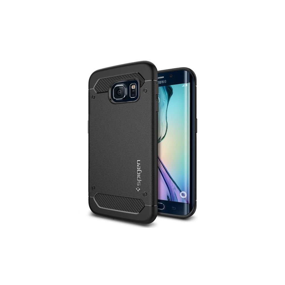 Spigen Rugged Armor удароустойчив силиконов (TPU) калъф за Samsung Galaxy S6 Edge, Black