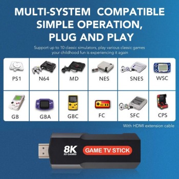 fixGuard Q9 8K TV Stick с Android 11.1 – 64GB, 10 000 игри, HDMI 8K изход, гейм конзола с дистанционно и контролер