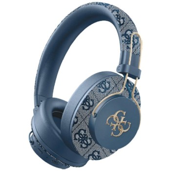 Безжични Слушалки Guess - Wireless Headphones 4G Metal Logo - Bluetooth 5.3, ENC, USB-C, Eco-Leather, On-ear, 300mAh - Blue