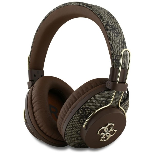 Безжични Слушалки Guess - Wireless Headphones 4G Metal Logo- Bluetooth 5.3, ENC, USB-C, Eco-Leather, On-ear, 300mAh - Brown