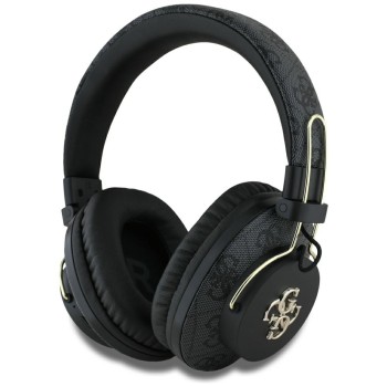 Безжични Слушалки Guess - Wireless Headphones 4G Metal Logo- Bluetooth 5.3, ENC, USB-C, Eco-Leather, On-ear, 300mAh - Black