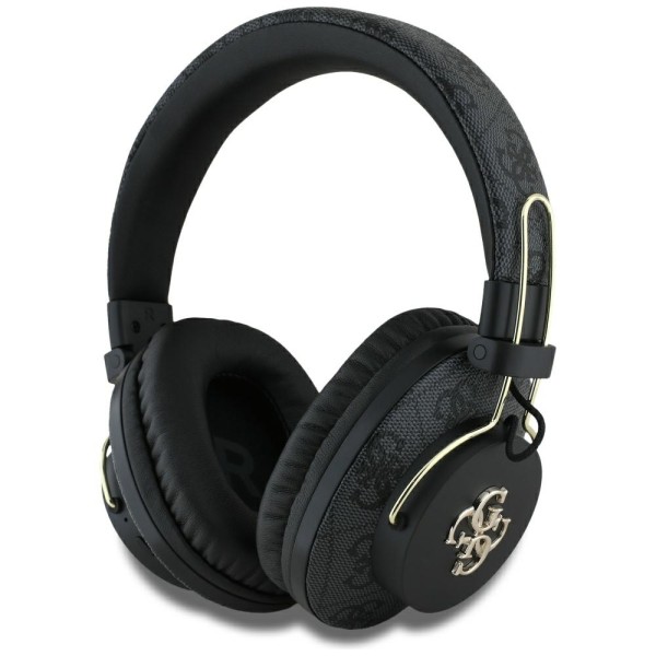 Безжични Слушалки Guess - Wireless Headphones 4G Metal Logo- Bluetooth 5.3, ENC, USB-C, Eco-Leather, On-ear, 300mAh - Black