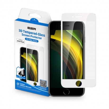 Стъклен протектор ESR SCREEN SHIELD 3D за iPhone 7/8/SE 2020, Бял