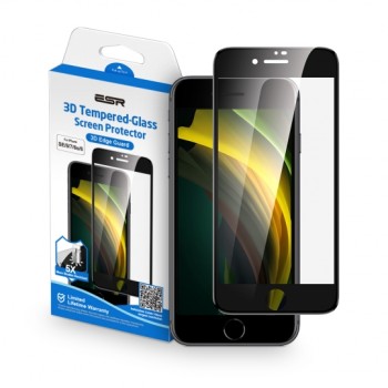 Стъклен протектор ESR SCREEN SHIELD 3D за iPhone 7/8/SE 2020, Черен
