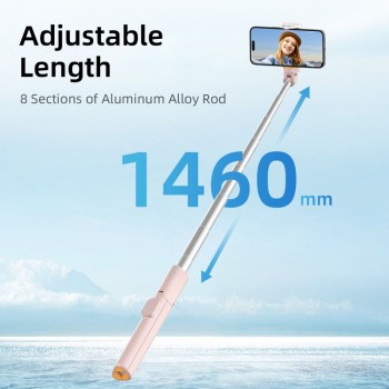 Селфи стик и Трипод Tech-Protect L09S, Bluetooth, Selfie Stick Tripod, Pink